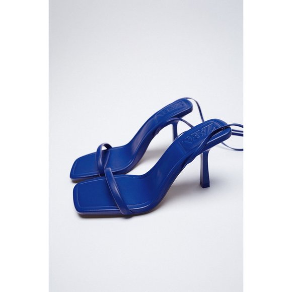 Zara Leather Lace Up Heeled Strappy Sandals High Heel Stiletto Sexy 90s Y2K - 9 - Picture 3 of 13